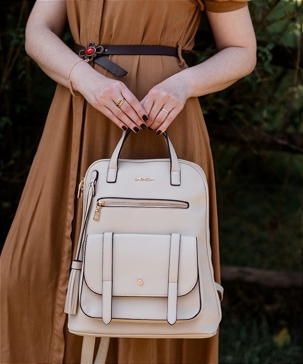 Mochila feminina - Clássica - Bege - Chenson 8484294