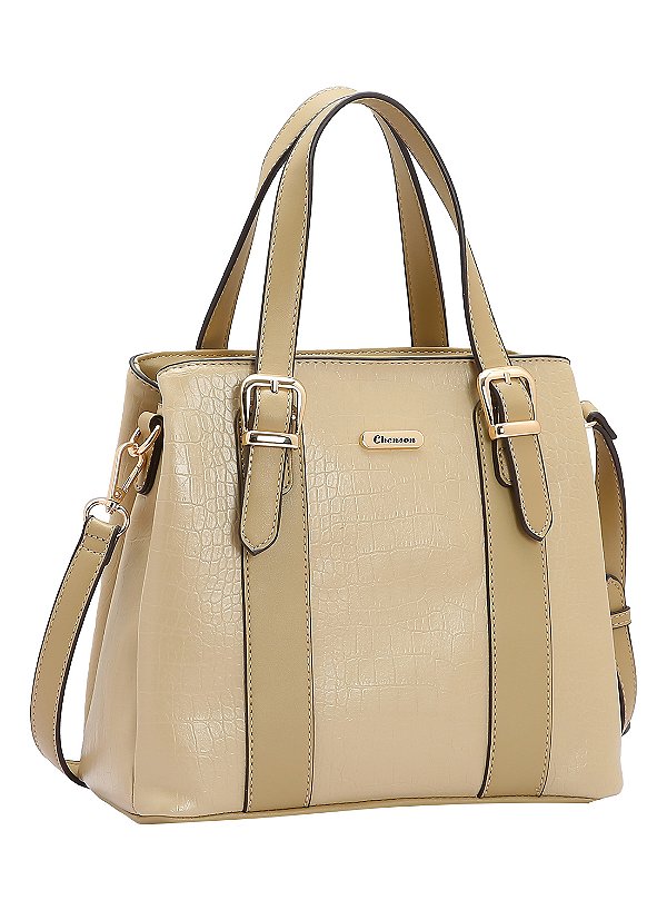 Bolsa Feminina Chenson Original - Croco - Alça de Mão - Bege 3484882