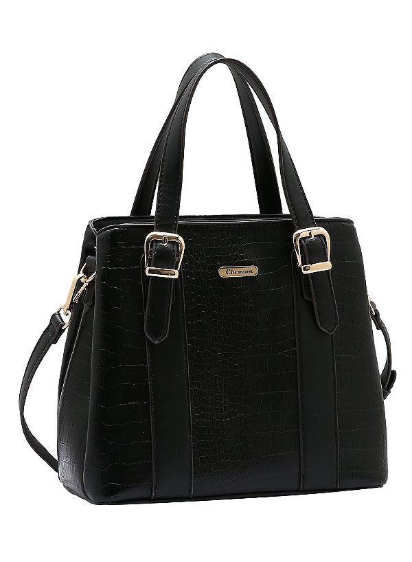 Bolsa Feminina Chenson Original - Croco - Alça de Mão - Preto 3484882