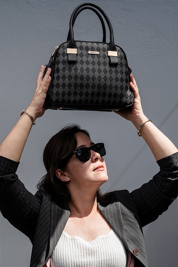 Bolsa Feminina Chenson Original - Geométrica - Alça de Mão - Preto 3484853