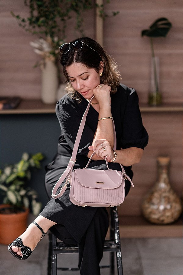 Bolsa Feminina Chenson Original - Textura Minimalista - Alça de Mão - Rosa 3484899