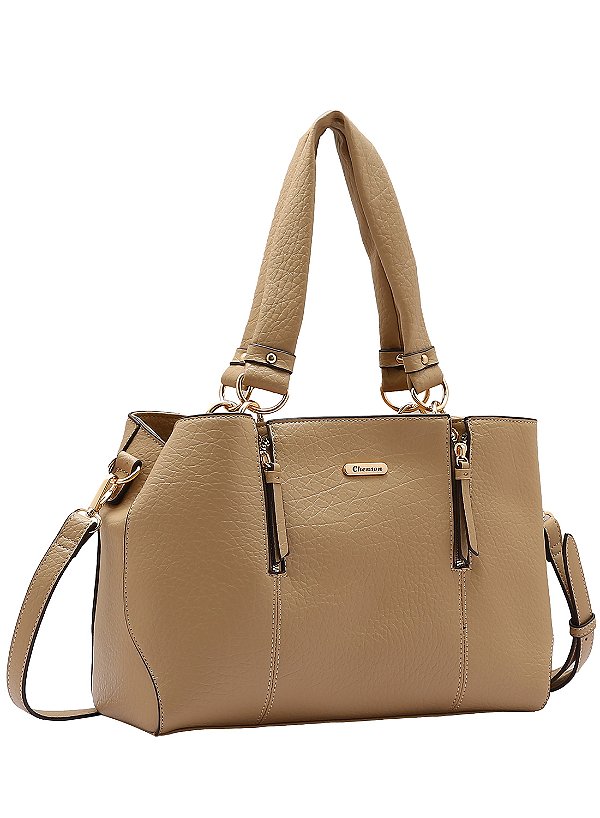 Bolsa Feminina Chenson Original - Detalhe Zíper - Alça de Mão - Natural 3484904