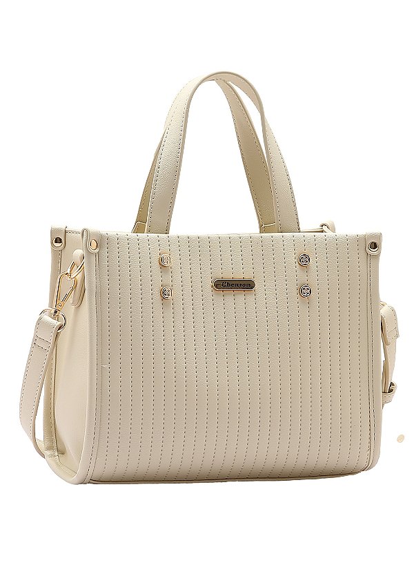 Bolsa Feminina Chenson Original - Textura Minimalista - Alça de Mão - Off White 3484898