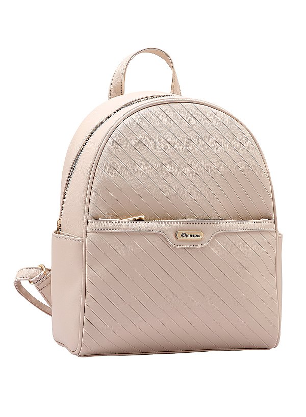 Mochila Feminina Chenson Original - Matelassê Diagonal - Bege 8484893