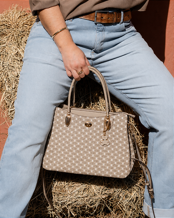 Bolsa Feminina Chenson Original - Monograma Baby Urso - Alça de Mão - Natural 3485367