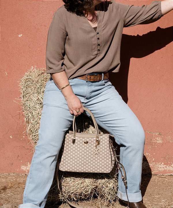 Bolsa Feminina Chenson Original - Monograma Baby Urso - Alça de Mão - Natural 3485367