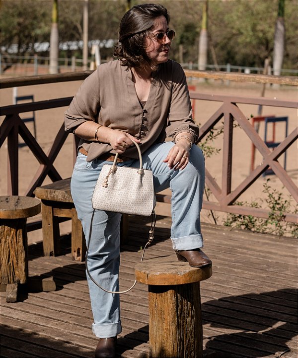 Bolsa Feminina Chenson Original - Monograma Baby Urso - Alça de Mão - Nude  3485371