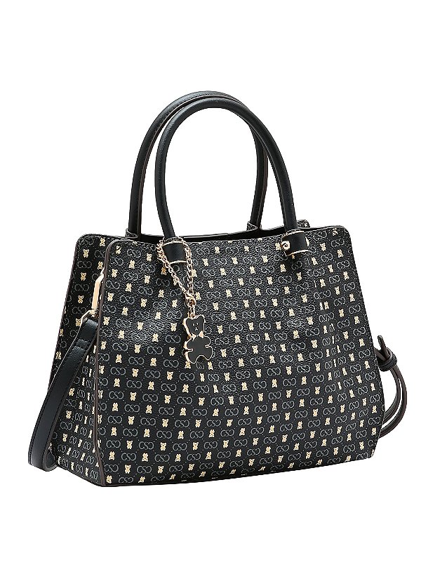 Bolsa Feminina Chenson Original - Monograma Baby Urso - Alça de Mão - Preto  3485371