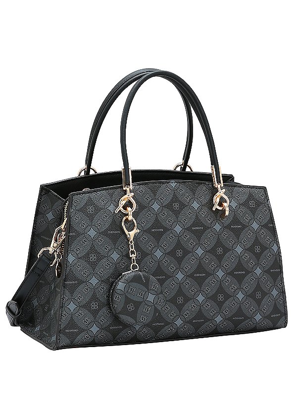 Bolsa Feminina Chenson Original - Monograma Contemporâneo - Alça de Mão - Preto  3485376