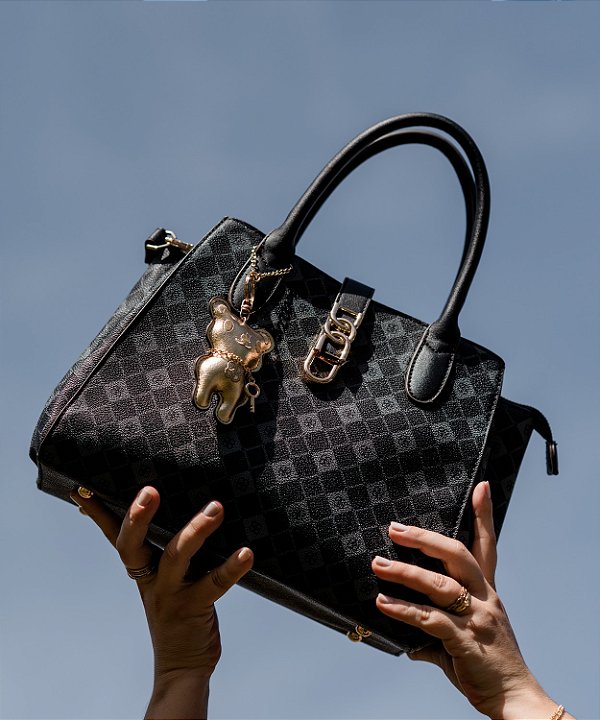 Bolsa Feminina Chenson Original - Monograma Elemento Grafico - Alça de Mão - Preto  3485385