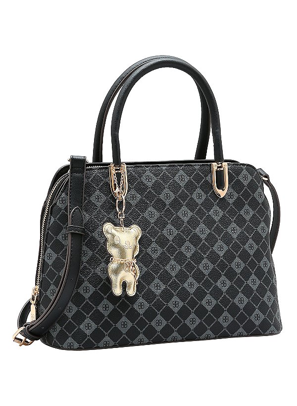 Bolsa Feminina Chenson Original - Monograma Elemento Grafico - Alça de Mão - Preto 3485386