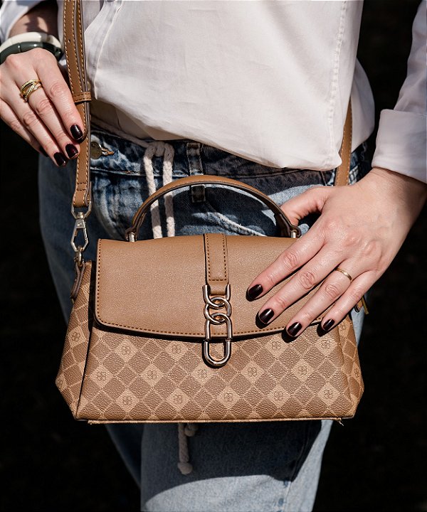 Bolsa Feminina Chenson Original - Monograma Elemento Grafico - Alça Transversal  - Natural 3485389