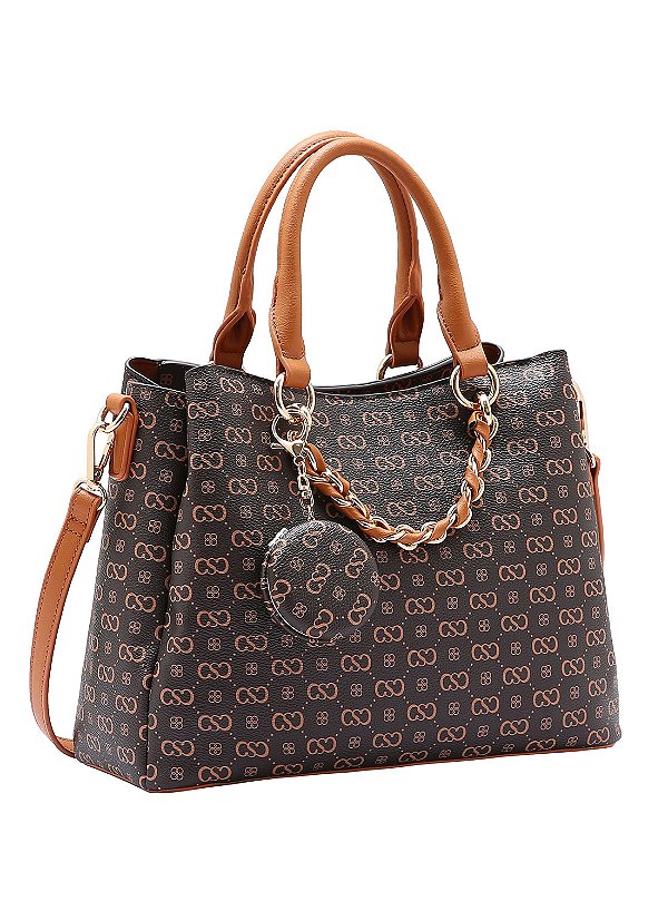 Bolsa Feminina Chenson Original - Monograma Elegance - Alça de Mão - Café 3485083