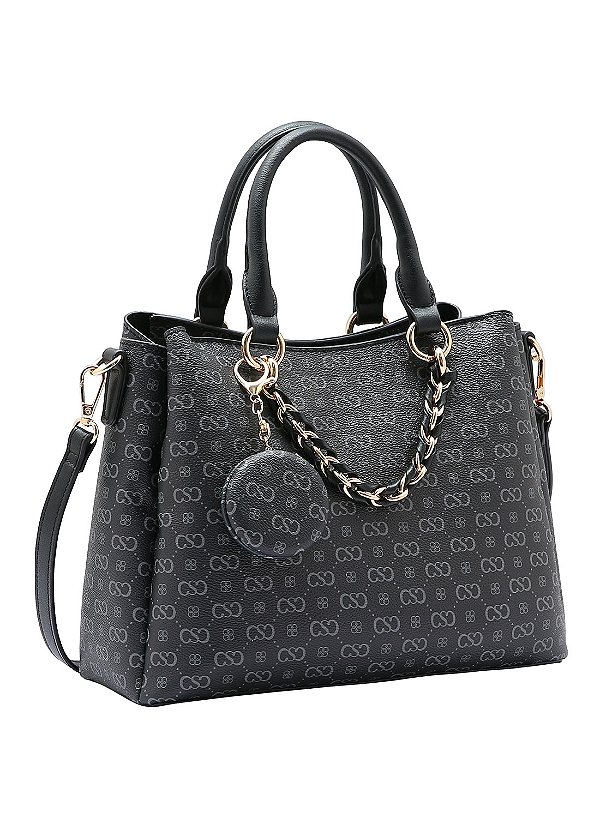 Bolsa Feminina Chenson Original - Monograma Elegance - Alça de Mão - Preto 3485083