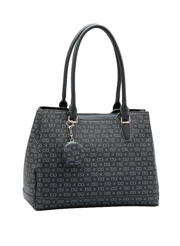 Bolsa Feminina Chenson Original - Monograma Elegance - Alça de Ombro - Preto 3485405