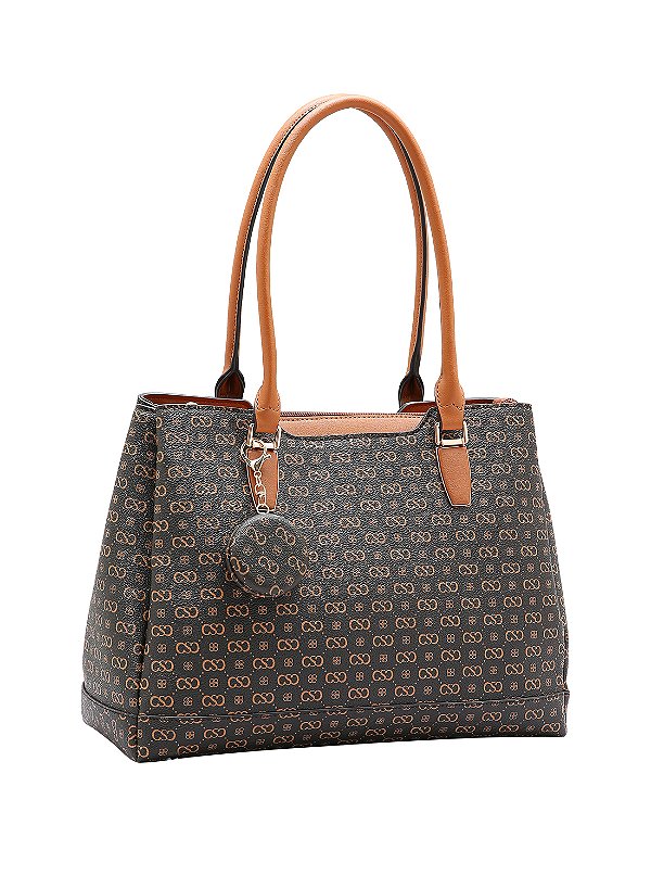 Bolsa Feminina Chenson Original - Monograma Elegance - Alça de Ombro - Café 3485405