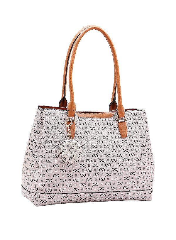 Bolsa Feminina Chenson Original - Monograma Elegance - Alça de Ombro - Bege 3485405