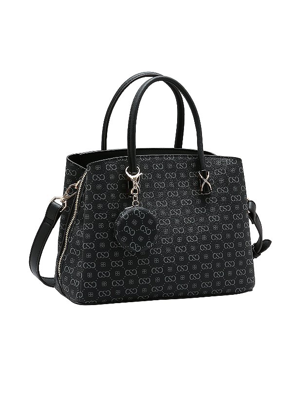 Bolsa Feminina Chenson Original - Monograma Elegance - Alça de Mão - Preto 3485407