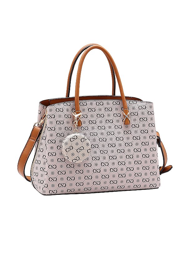 Bolsa Feminina Chenson Original - Monograma Elegance - Alça de Mão - Bege 3485407