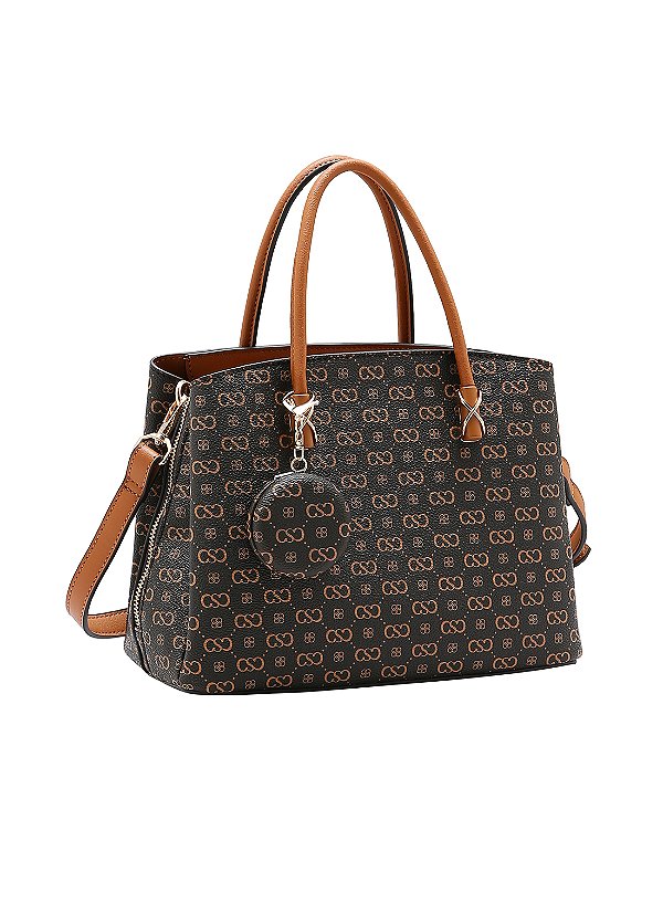 Bolsa Feminina Chenson Original - Monograma Elegance - Alça de Mão - Café 3485407