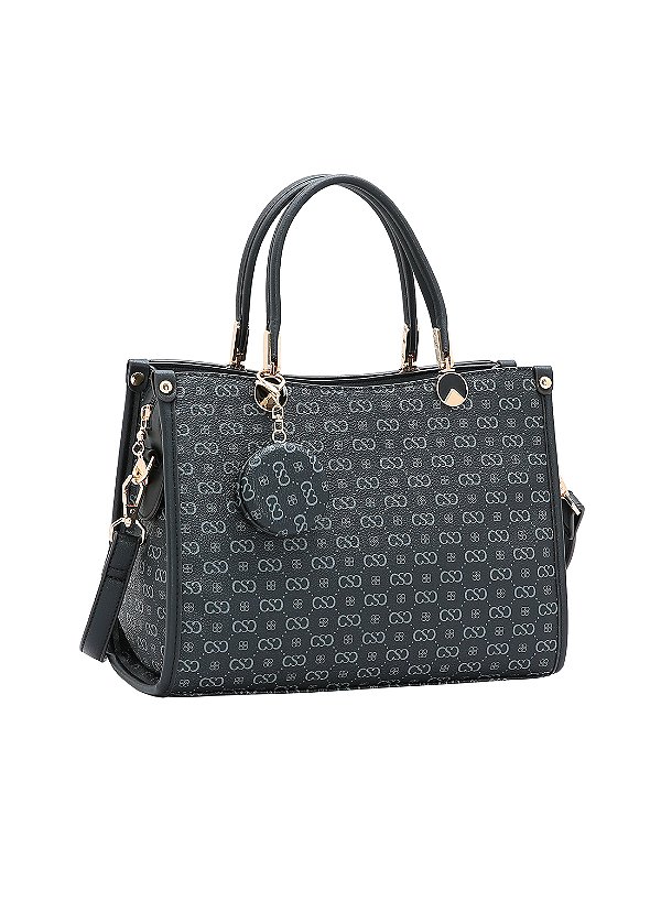 Bolsa Feminina Chenson Original - Monograma Elegance - Alça de Mão - Preto 3485410