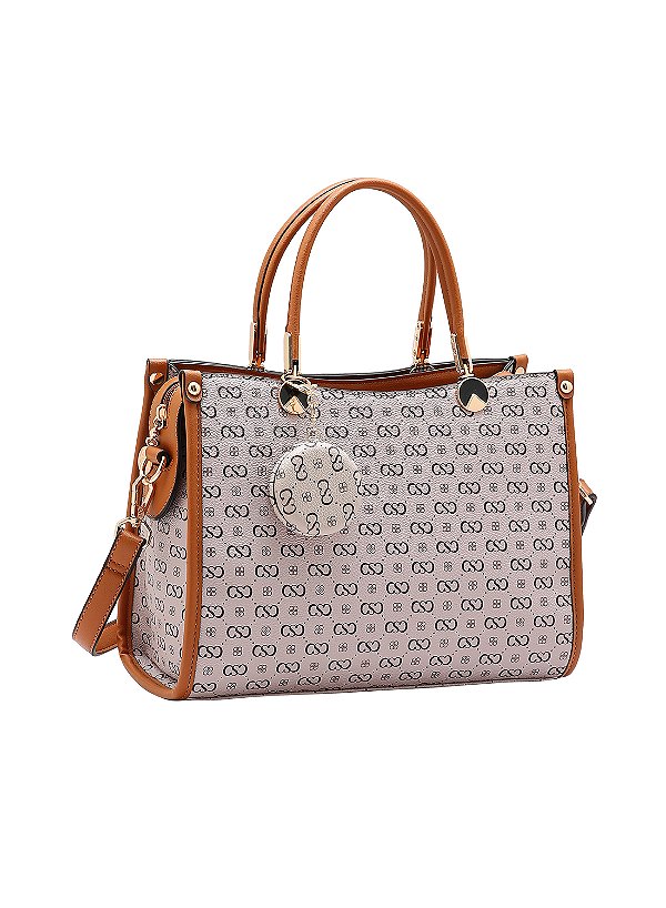 Bolsa Feminina Chenson Original - Monograma Elegance - Alça de Mão - Bege 3485410
