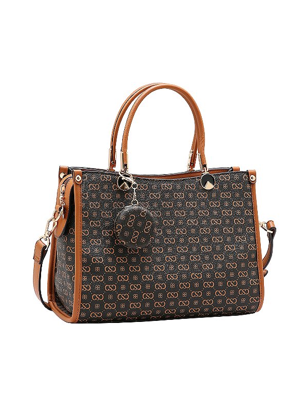 Bolsa Feminina Chenson Original - Monograma Elegance - Alça de Mão - Café 3485410