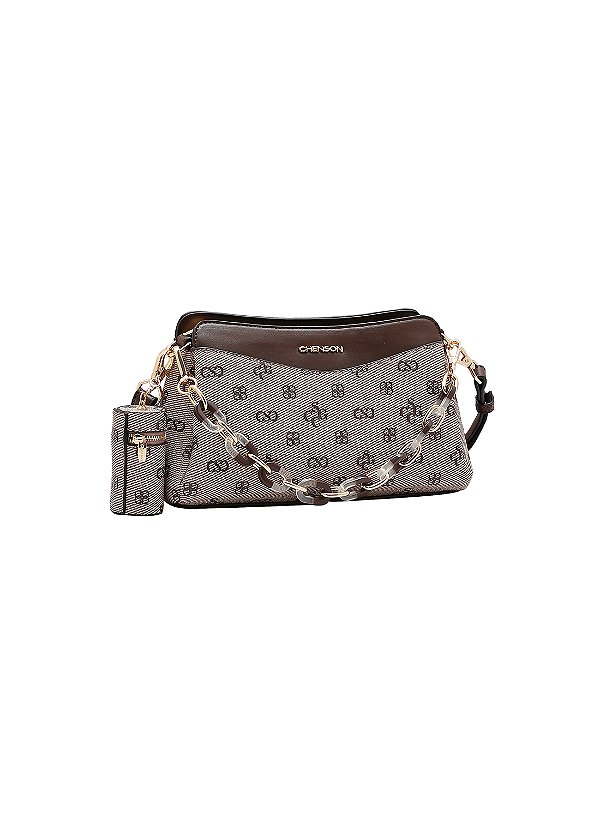 Bolsa Feminina Chenson Original - Monograma Atemporal - Alça Transversal  - Café 3485416