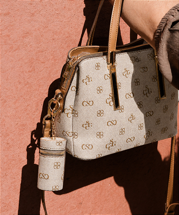 Bolsa Feminina Chenson Original - Monograma Atemporal - Alça de Mão - Bege 3485419