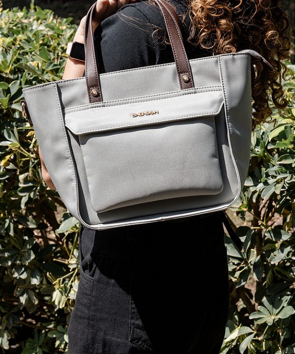 Bolsa Feminina Chenson Original - Microfiber - Alça de Mão - Cinza  3185115