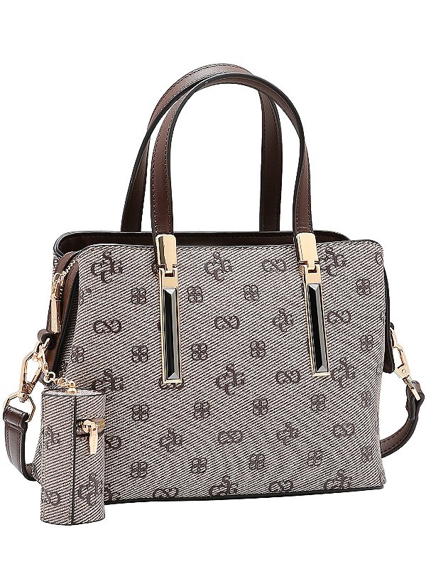 Bolsa Feminina Chenson Original - Monograma Atemporal - Alça de Mão - Café 3485419