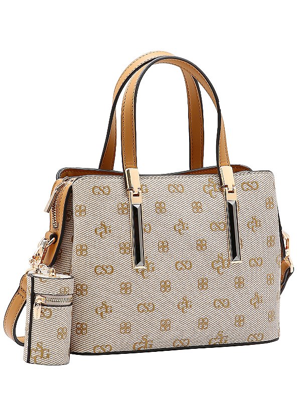 Bolsa Feminina Chenson Original - Monograma Atemporal - Alça de Mão - Bege 3485414
