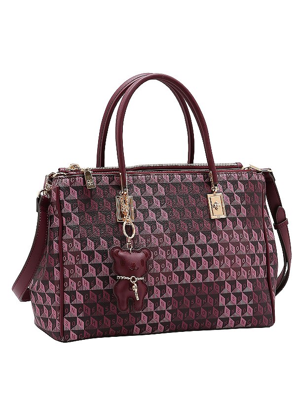 Bolsa Feminina Chenson Original - Monograma tridimensional - Alça de Mão  - Vinho 3485422