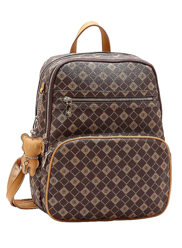 Mochila Feminina Chenson Original - Elemento Grafico - Café - 8485383
