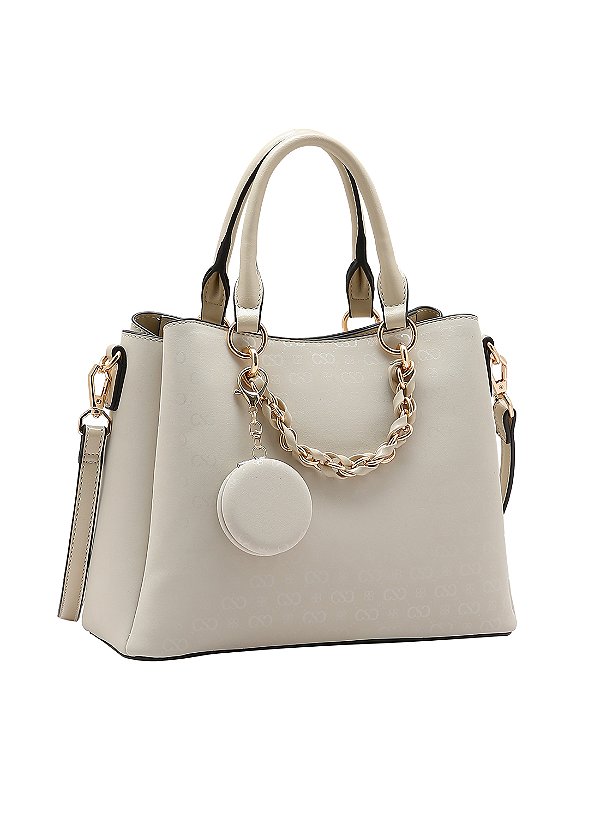 Bolsa Feminina Chenson Original - Relevo Monograma - Alça de Mão  - Nude 3485433