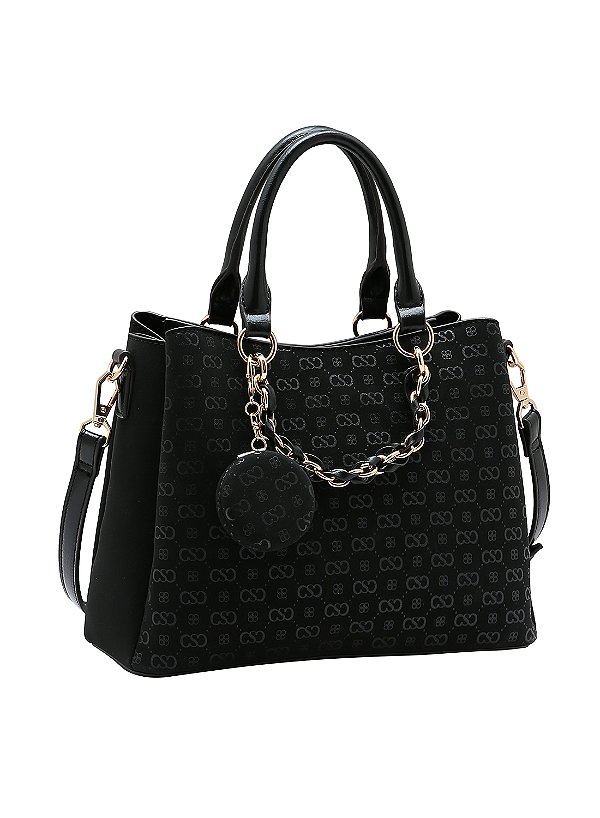 Bolsa Feminina Chenson Original - Relevo Monograma - Alça de Mão  - Preto 3485433