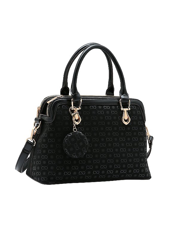Bolsa Feminina Chenson Original - Relevo Monograma - Alça de Mão  - Preto 3485432