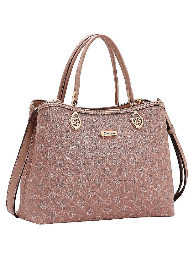 Bolsa Elemento Gráfico Casual - Alça de Mão - Rosê - Chenson 3485287