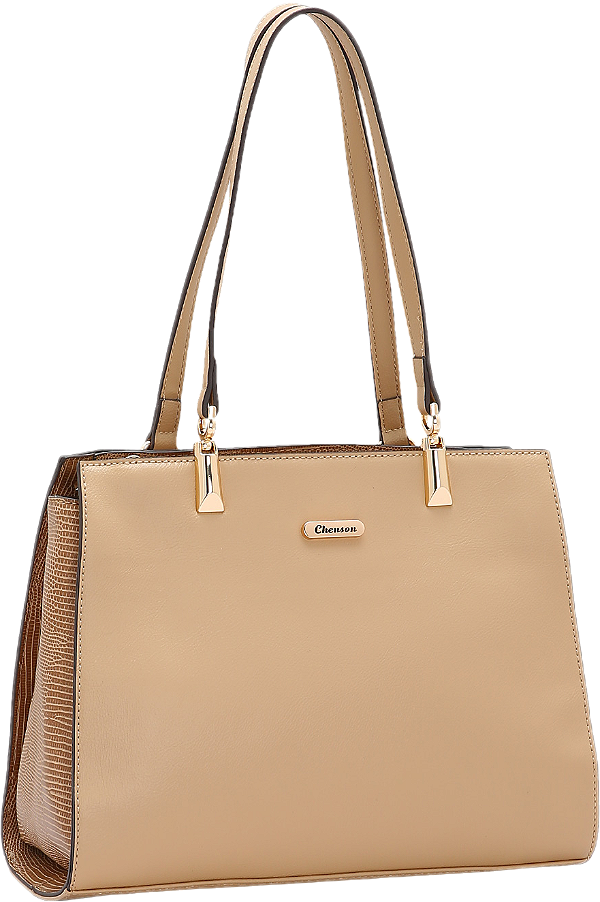 Bolsa Detalhe Croco - Alça de Ombro - Bege - Chenson Original 3485251