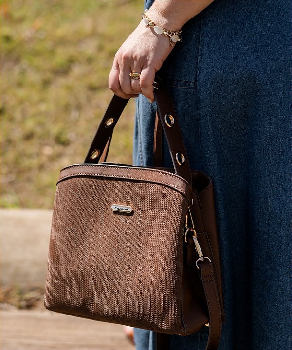 Bolsa Clássico Chic - Alça dupla - Café - Chenson 3485314