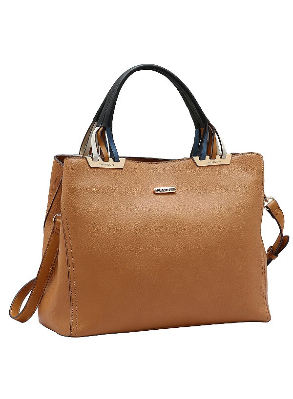Bolsa Contemporâneo Chic - Alça dupla - Marrom - Chenson Original 3485236