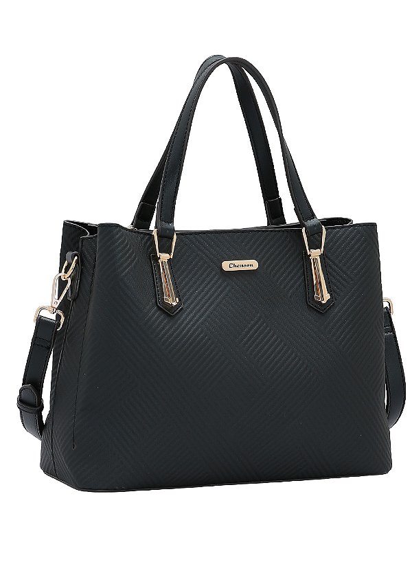 Bolsa Clássico Soft Chic - Alça de Mão - Preto - Chenson 3485310