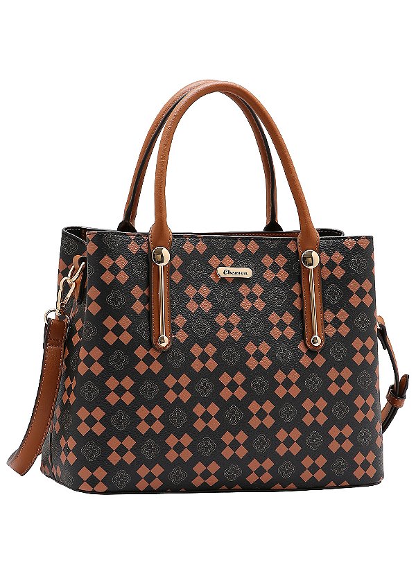 Bolsa New Elemento Gráfico - Alça dupla - Café - Chenson 3485295