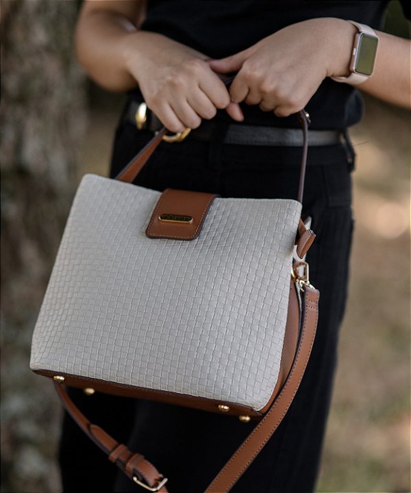Bolsa Duo Colors - Alça de Mão - Bege - Chenson Original 3485264