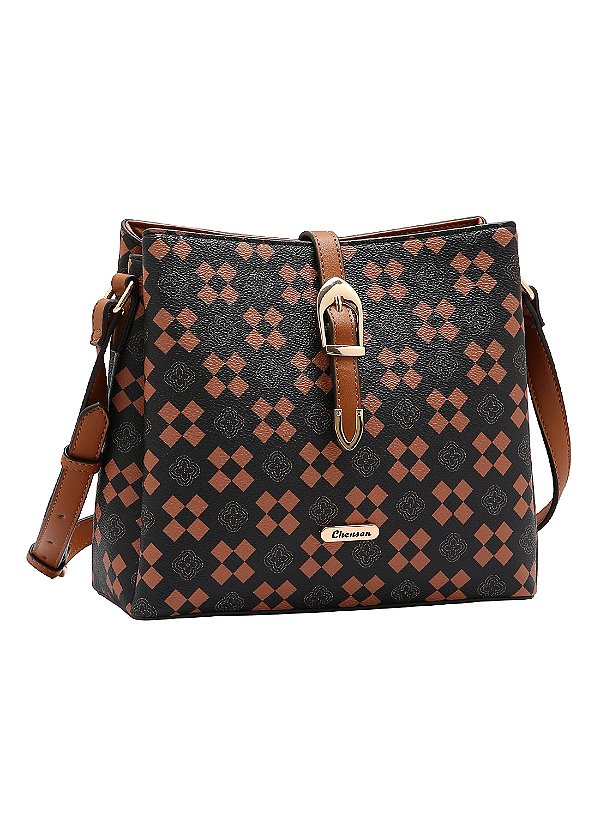 Bolsa New Elemento Gráfico - Transversal - Café - Chenson 3485297