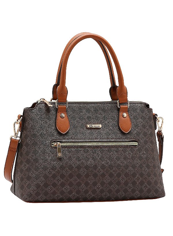 Bolsa Elemento Gráfico Casual - Alça de Mão - Café - Chenson 3485288