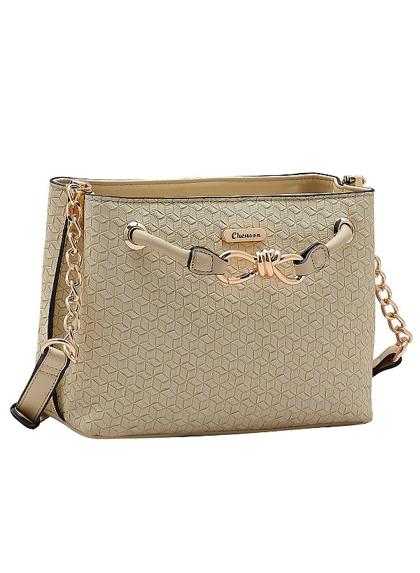 Bolsa Ferragem Chic - Transversal - Bege - Chenson 3485304