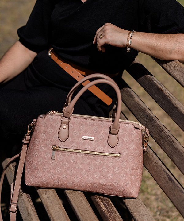 Bolsa Elemento Gráfico Casual - Alça de Mão - Rosê - Chenson 3485288