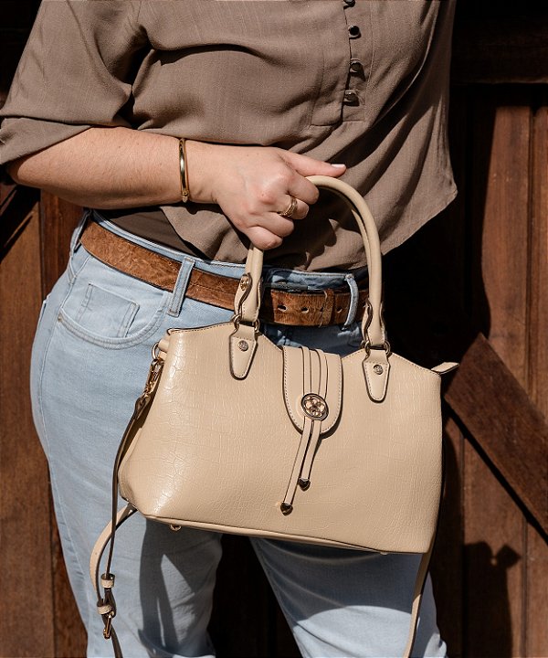 Bolsa Mini Croco - Alça de Mão - Natural - Chenson Original 3485239