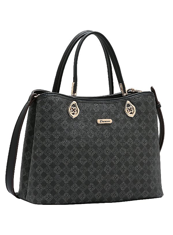Bolsa Elemento Gráfico Casual - Alça de Mão - Preto - Chenson 3485287